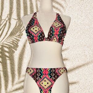 Volcom Multicolor Geometric Bikini Set